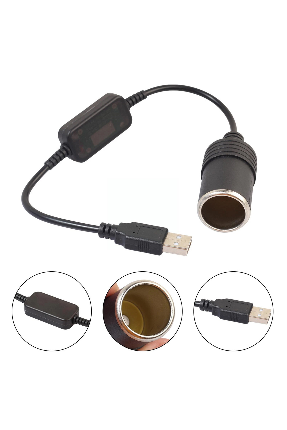 USB 2.0 5 VOLT - 2 AMPER TO 12 VOLT - 0.8 AMPER ÇAKMAK FİŞİ DİŞİ 