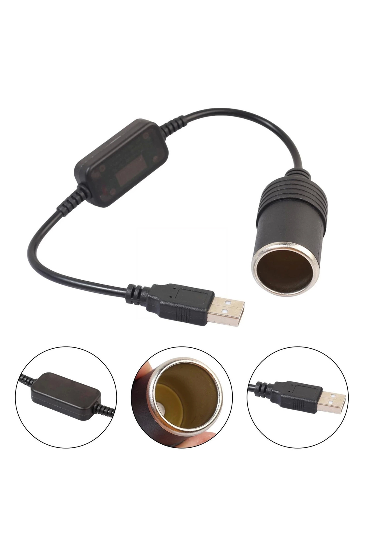 Usb 2.0 5 Volt - 2 Amper To 12 Volt - 0.8 Amper Çakmak Fişi Dişi 