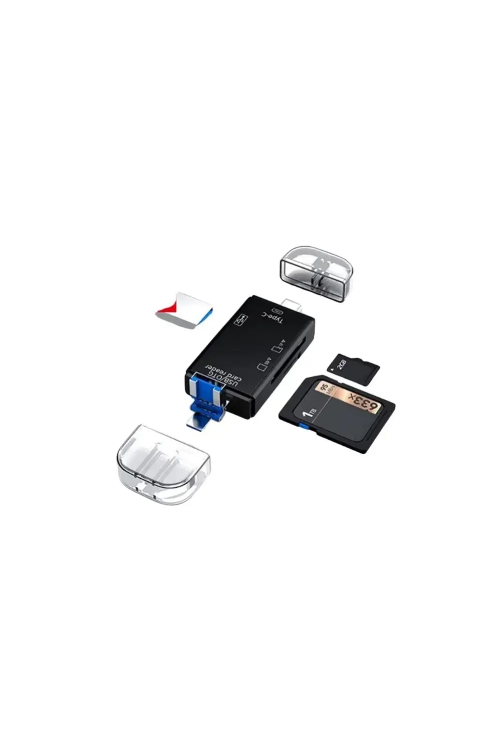 USB 2.0 6 in 1 Kart Okuyucu ve USB Çoklayıcı – Type-C, Micro USB,