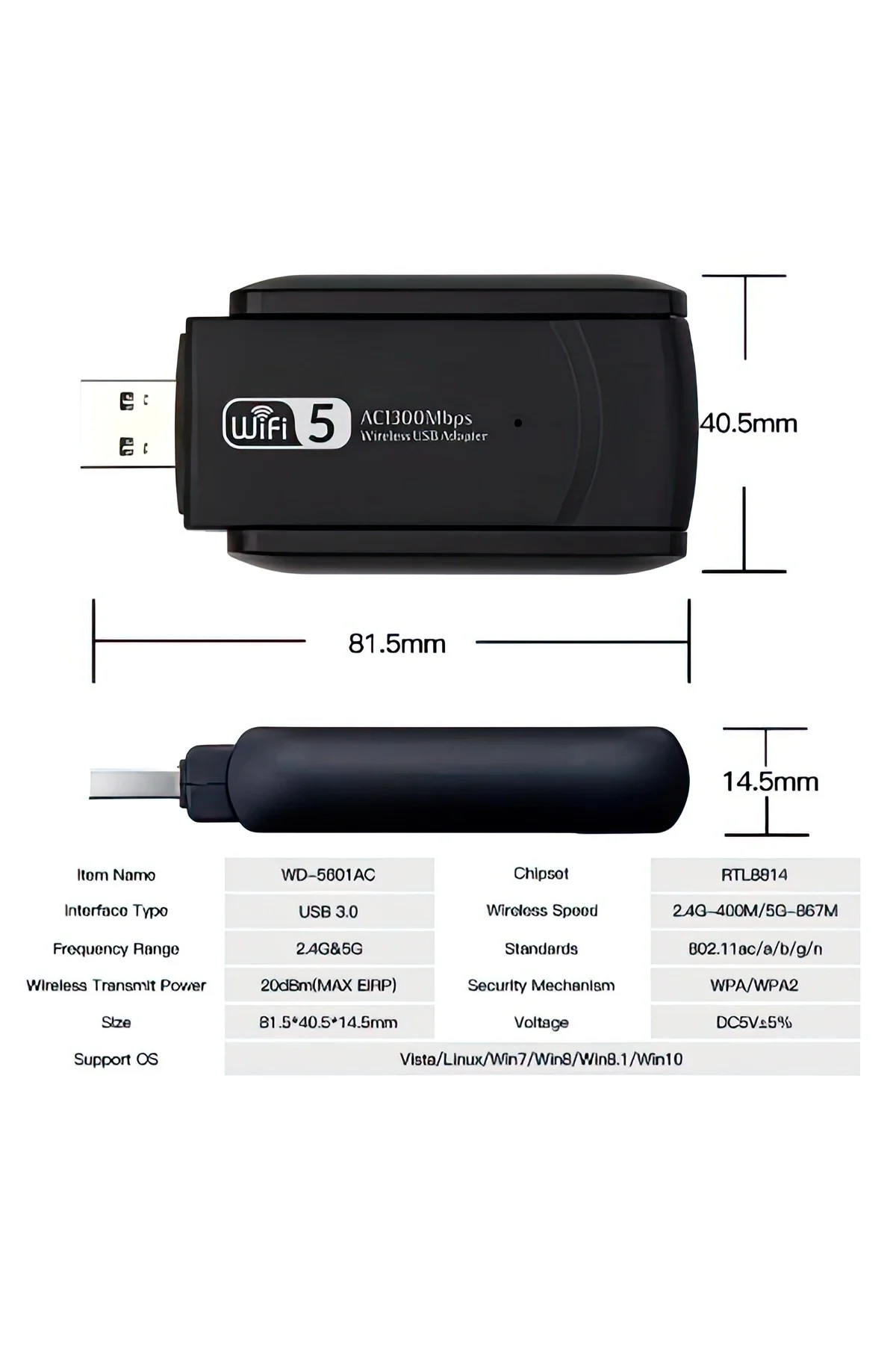 USB 3.0 Bağlantılı Çift Antenli Kablosuz AC Wi-Fi Adaptörü ile Hızlı Ağ Bağlantısı