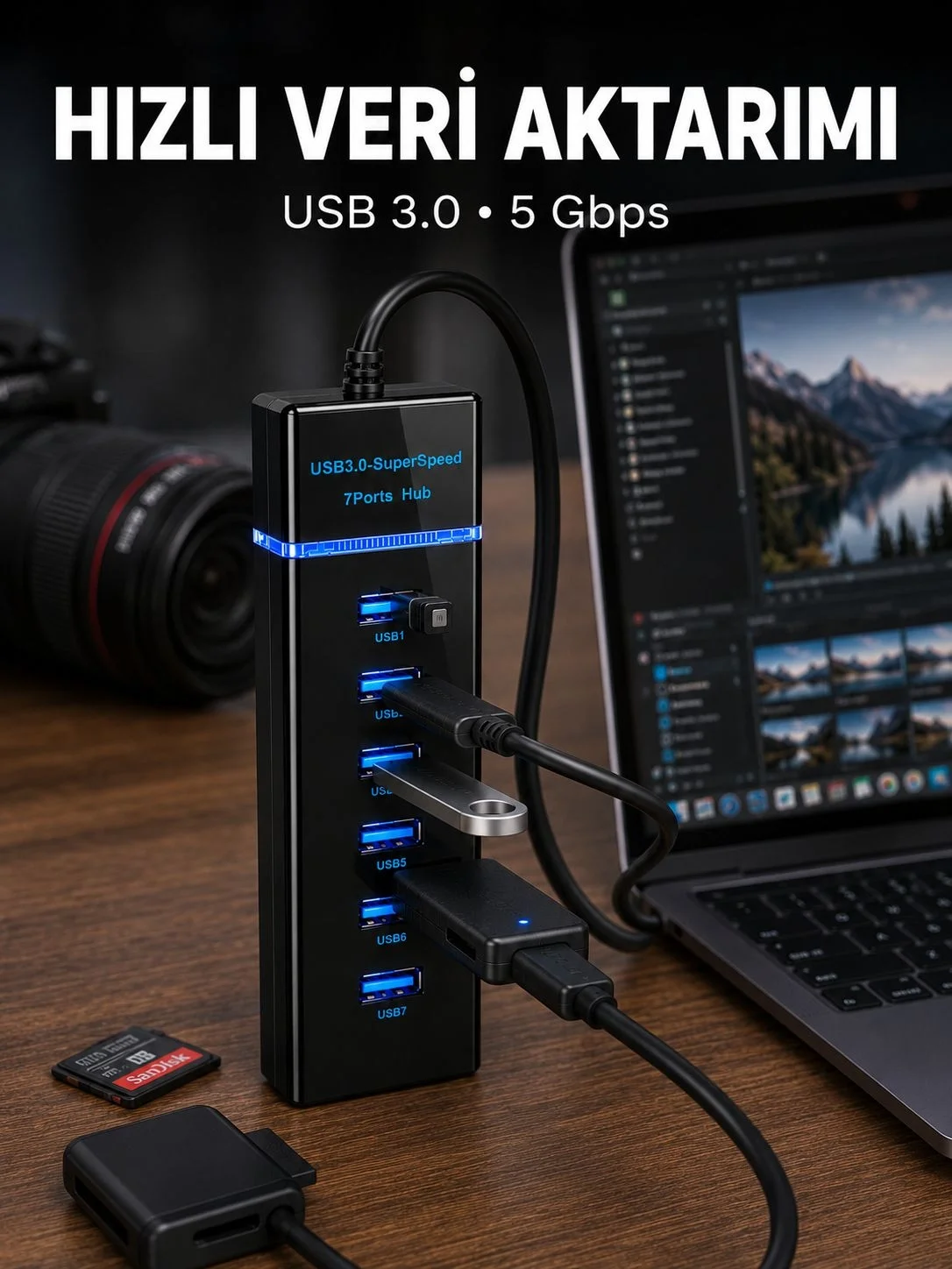 USB 3.0 Çoklayıcı 7 Port Yüksek Hızlı Veri Aktarım Fiyatı, Yorumları ve Özellikleri