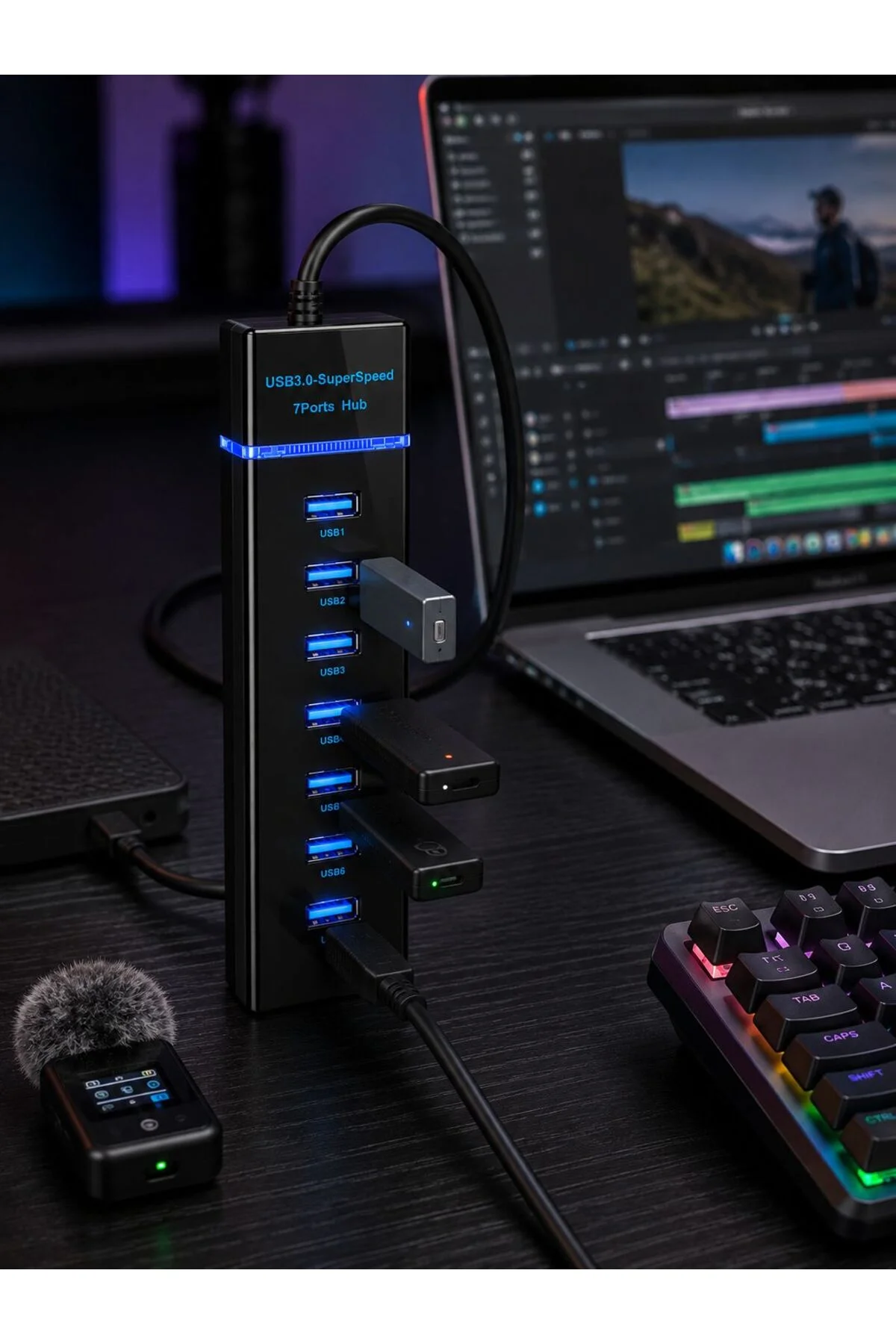 USB 3.0 Çoklayıcı 7 Port Yüksek Hızlı Veri Aktarım - Görsel 2