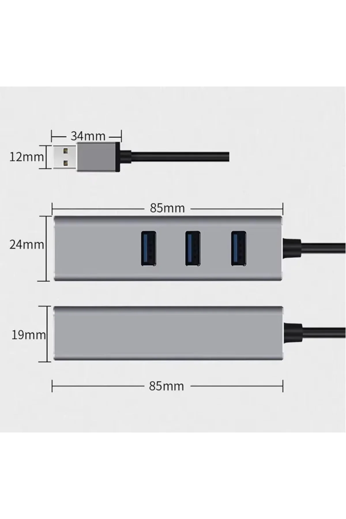 Usb 3.0 Gigabit Ethernet Adaptör + 3 Port USB 3.0 Hub – 4 in 1 Ço Usb 3.0 Gigabit Ethernet Adaptör + 3 Port USB 3.0 Hub – 4 in 1 Ço