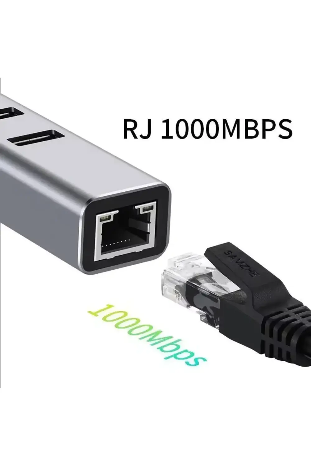 Usb 3.0 Gigabit Ethernet Adaptör + 3 Port USB 3.0 Hub – 4 in 1 Ço