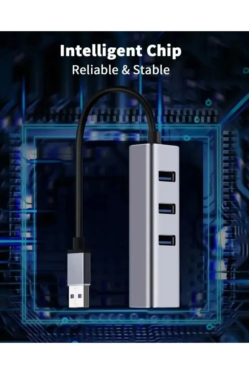 Usb 3.0 Gigabit Ethernet Adaptör + 3 Port USB 3.0 Hub – 4 in 1 Ço