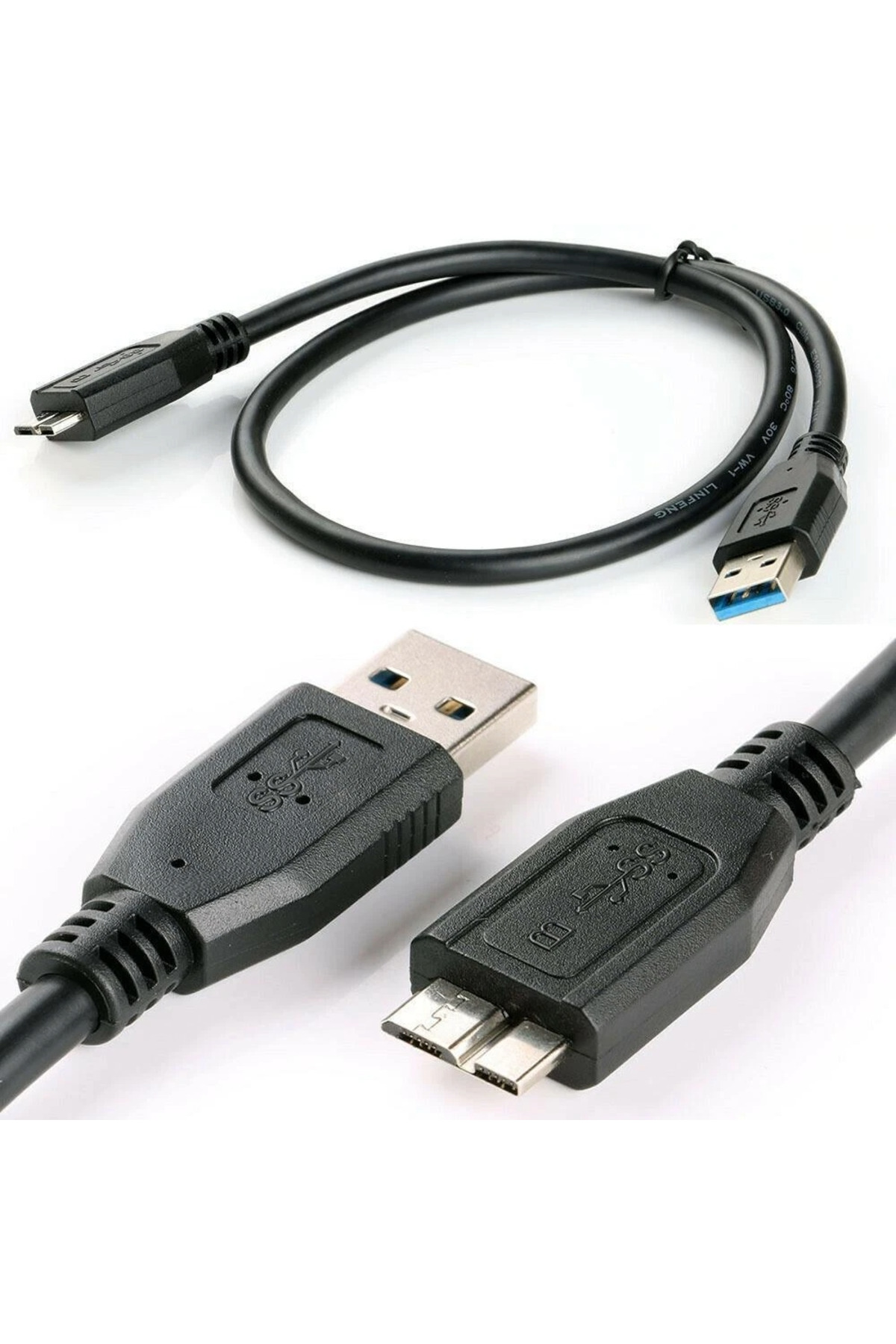 USB 3.0 Micro-B Şarj ve Data HDD Kablosu 47cm