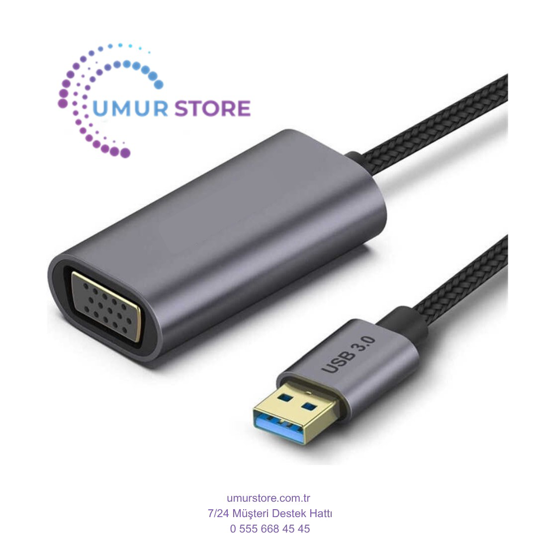 Herz Usb 3.0 To Vga Dönüştürücü 1080P Full Hd Görüntü Aktarım Kablosu
