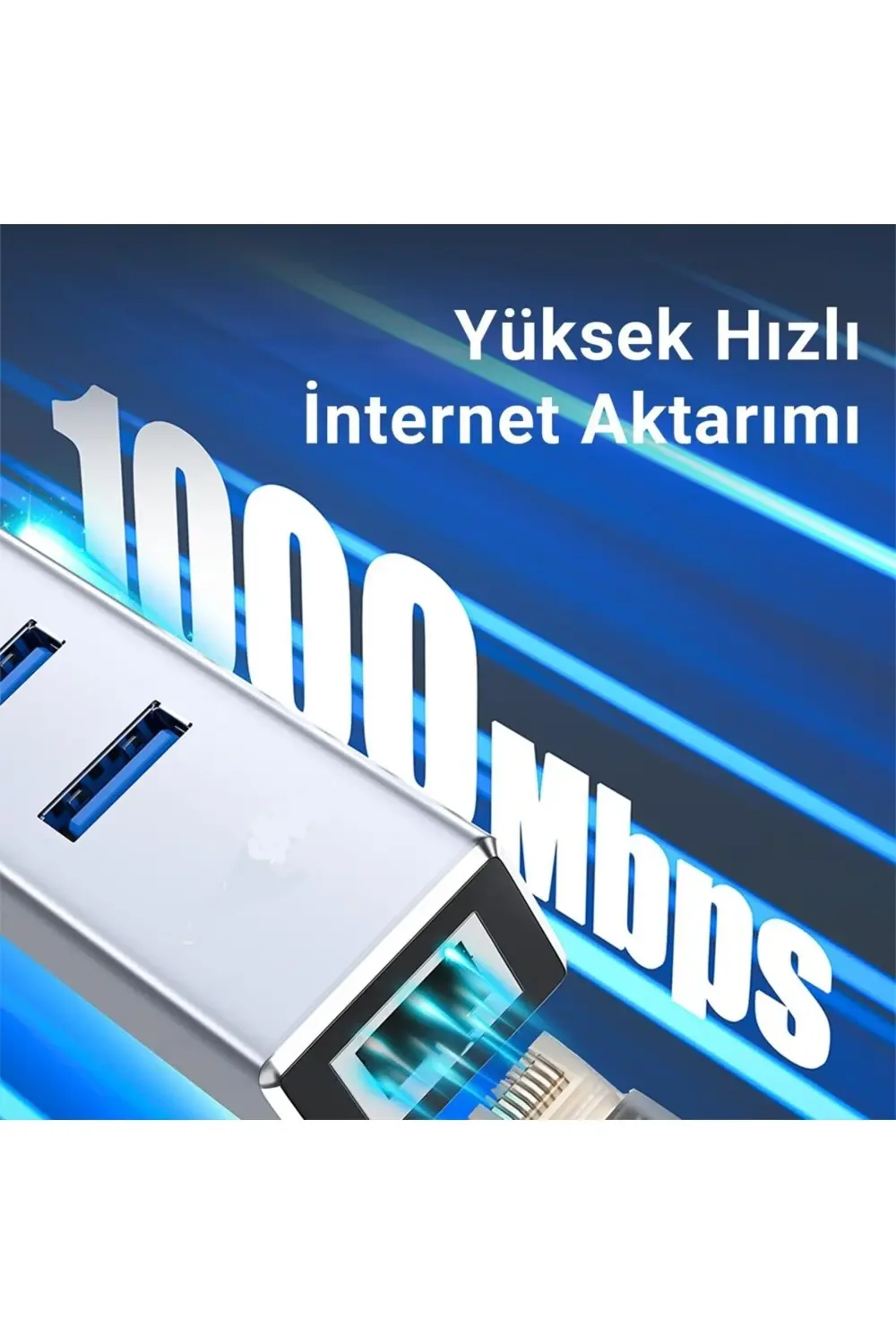 USB 3.0 Type-C & USB-A Ethernet Adaptör – 4 in 1 Çoklayıcı (1000