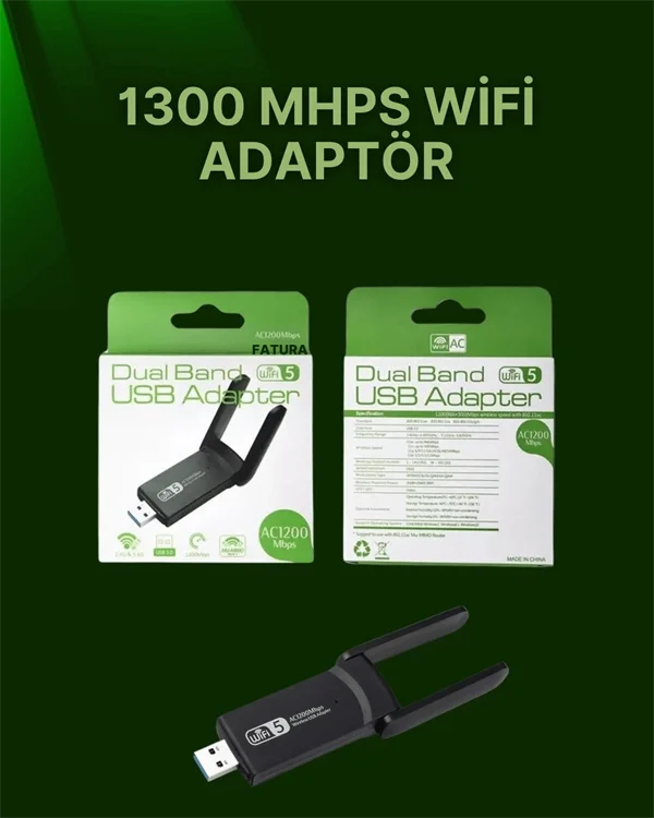 USB 3.0 Wireless Adaptör – 2.4GHz &amp; 5GHz Destekli