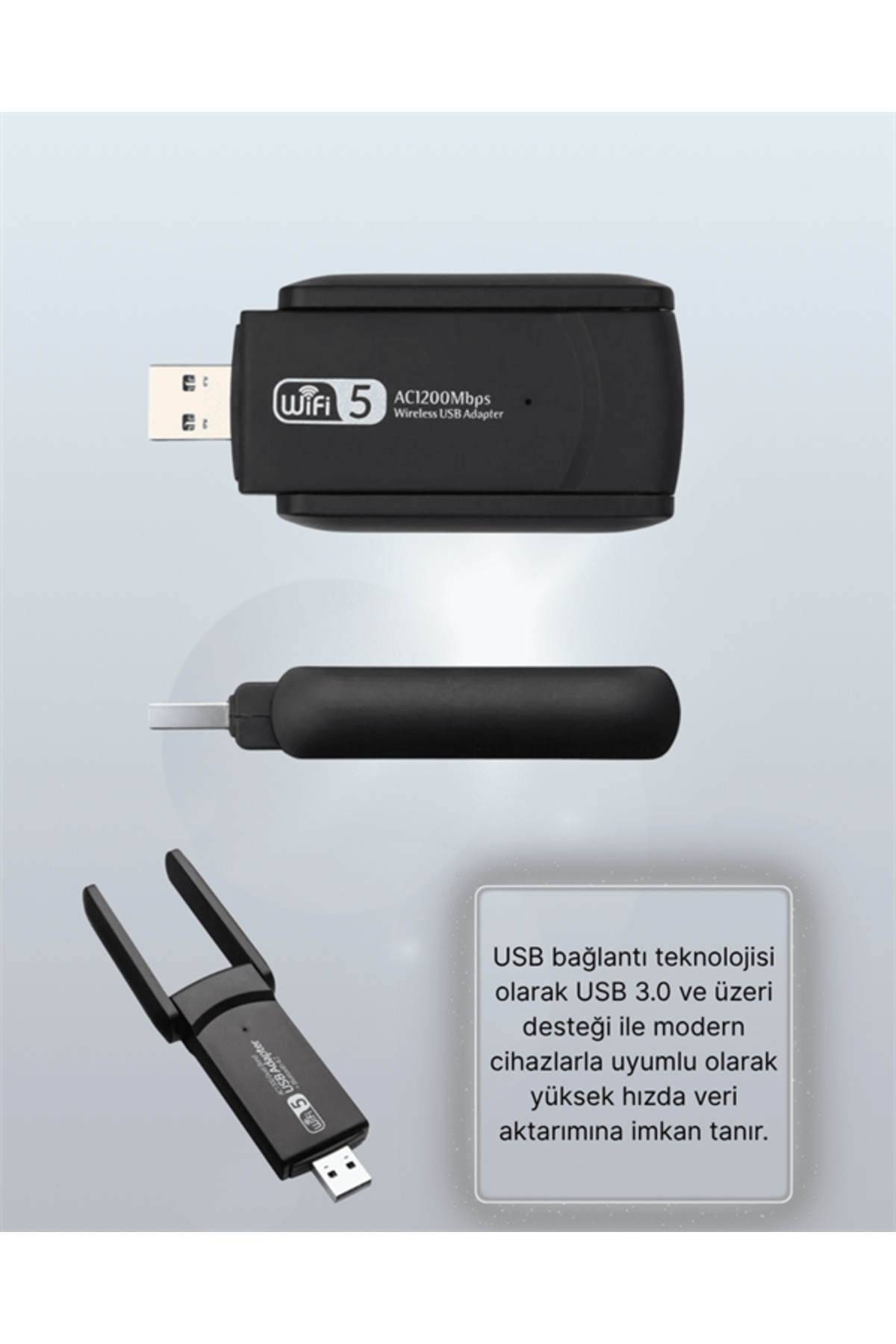 USB 3.0 Wireless Adaptör – 2.4GHz & 5GHz Destekli