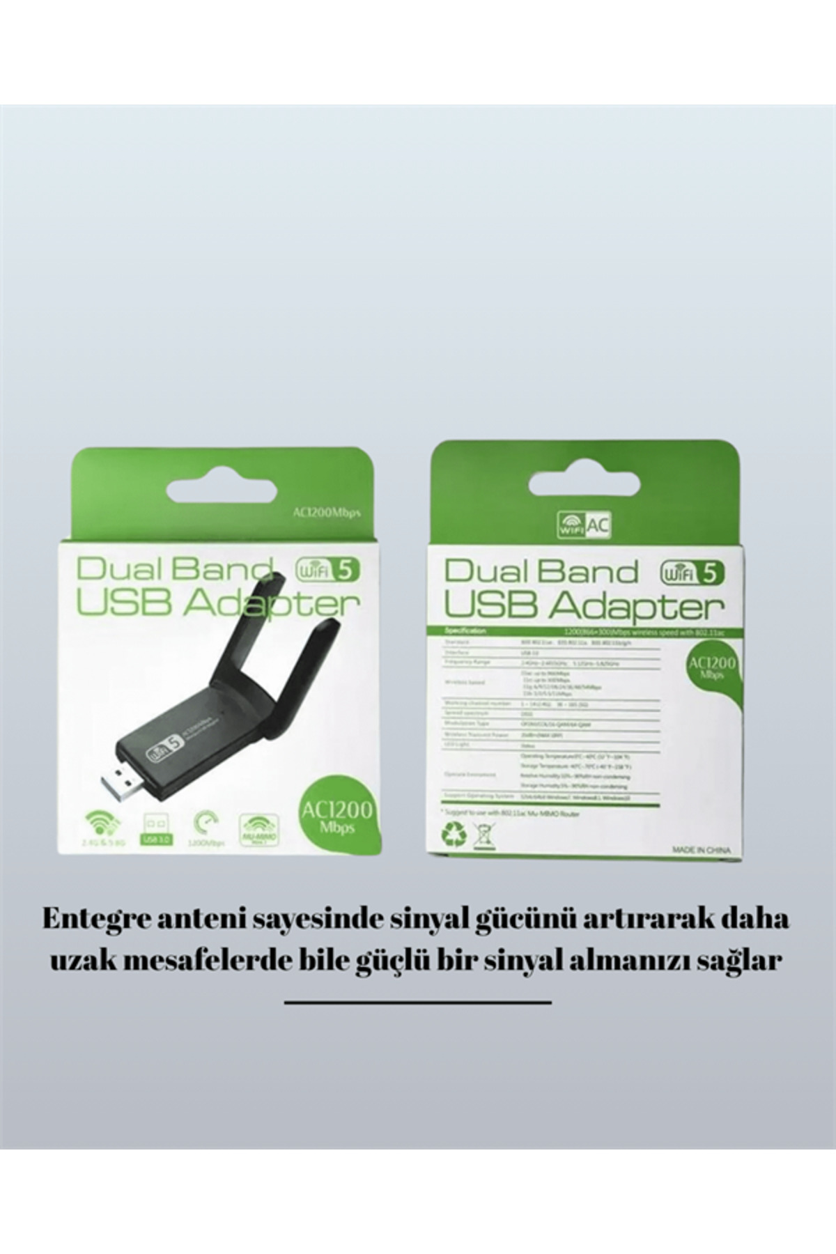 USB 3.0 Wireless Adaptör – 2.4GHz & 5GHz Destekli