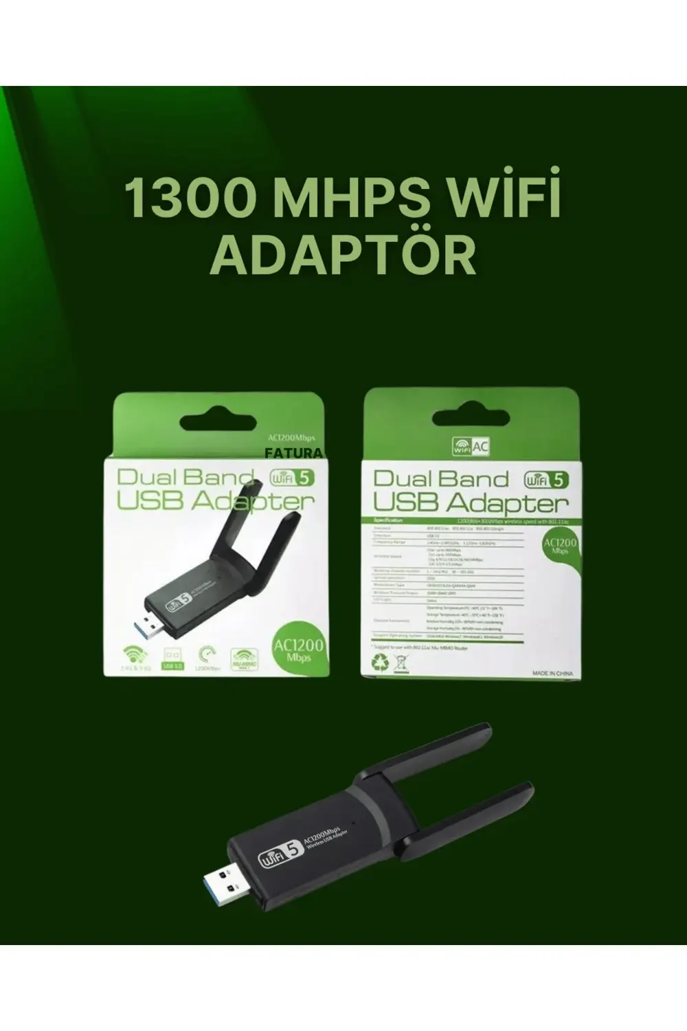 USB 3.0 Wireless Adaptör – 2.4GHz & 5GHz Destekli