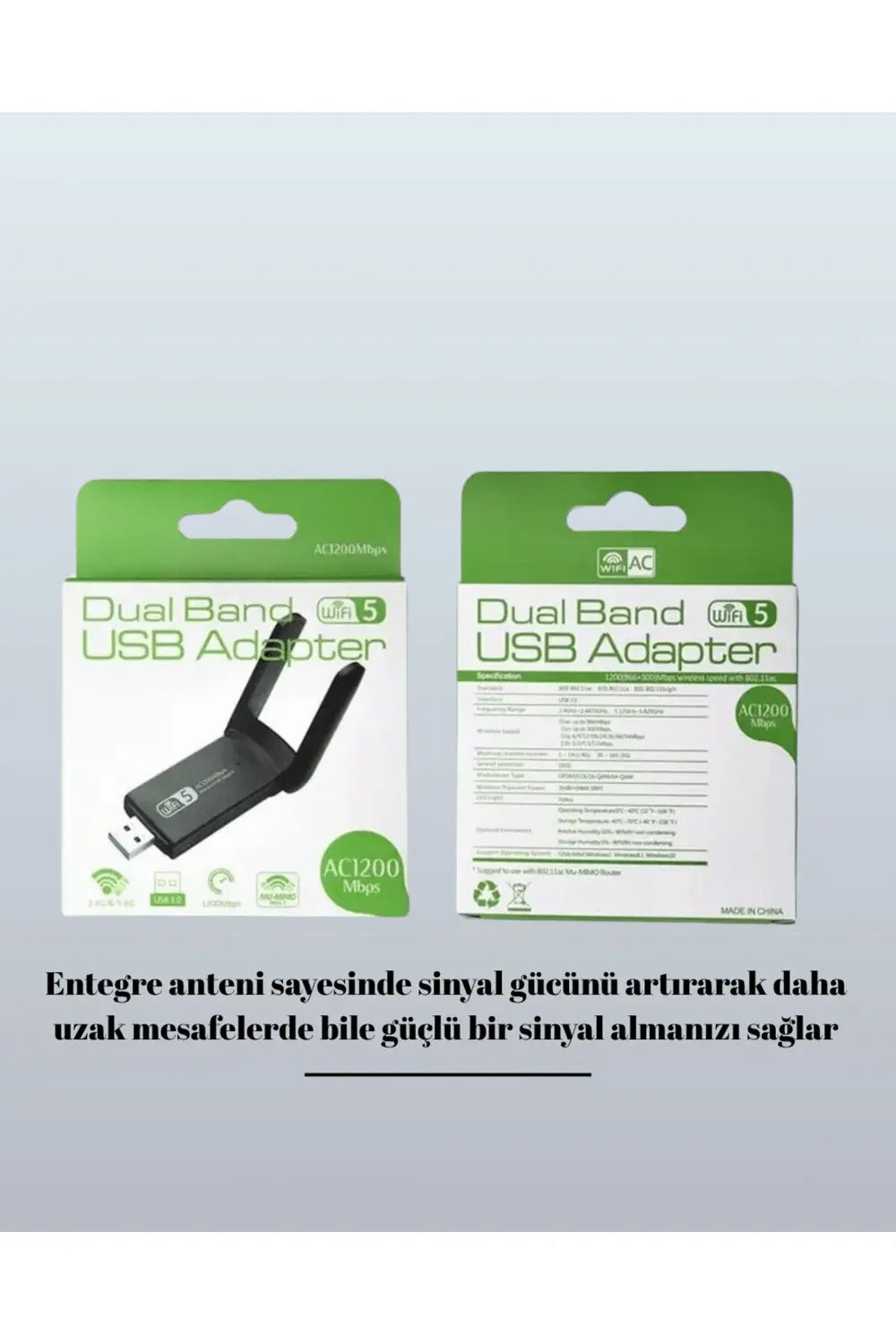 USB 3.0 Wireless Adaptör – 2.4GHz & 5GHz Destekli