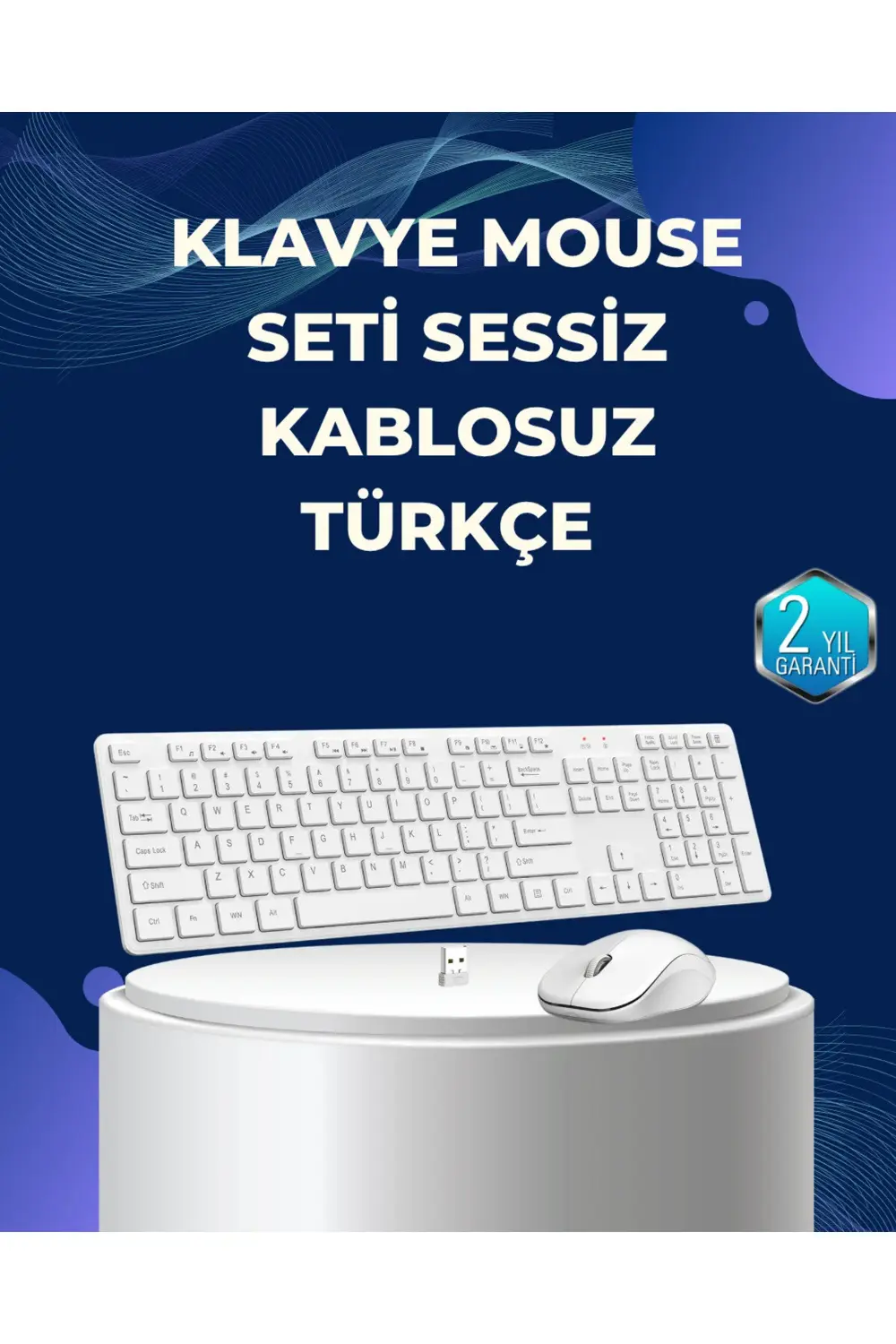 USB Alıcılı Kablosuz Klavye Mouse - Geniş Uyumluluk, Sessiz Tuşla
