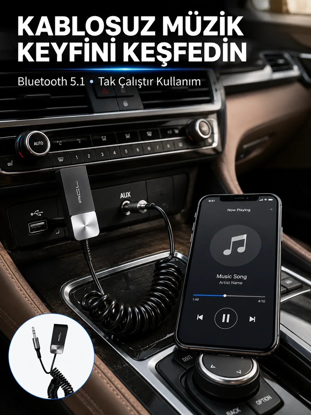 USB AUX Bluetooth Adaptörü Kablosuz Ses Aktarım Cihazı Fiyatı, Yorumları ve Özellikleri