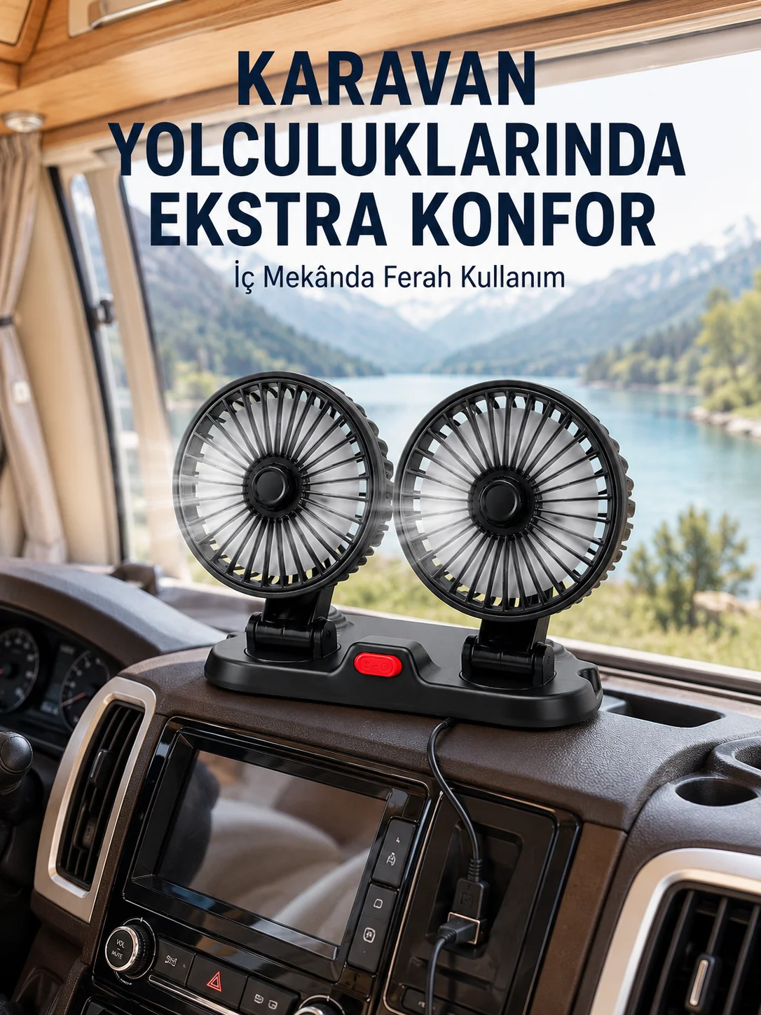 USB Bağlantılı Çift Başlıklı Araç İçi Soğutma Vantilatörü USB Bağlantılı Çift Başlıklı Araç İçi Soğutma Vantilatörü