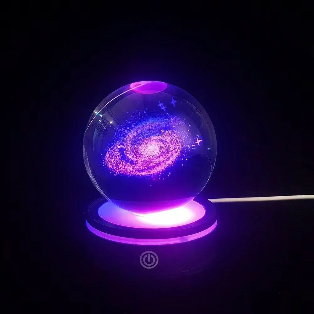 USB Bağlantılı Dönen Samanyolu Desenli Cam Masa Lambası