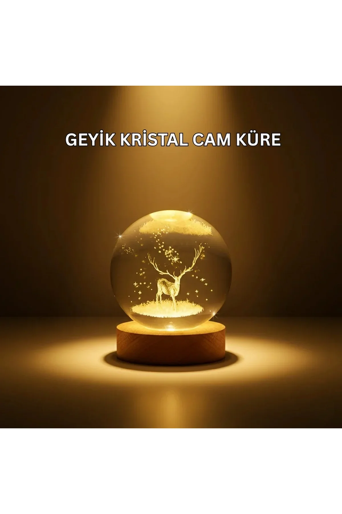 USB Bağlantılı Geyik Temalı Kristal Küre Premium Masa Gece Lambası USB Bağlantılı Geyik Temalı Kristal Küre Premium Masa Gece Lambası