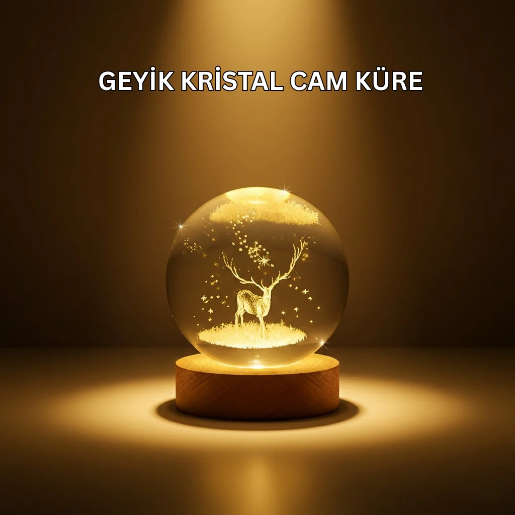 Usb Bağlantılı Geyik Temalı Kristal Küre Premium Masa Gece Lambası - Lisinya Diğer Fiyatı, Yorumları ve Özellikleri