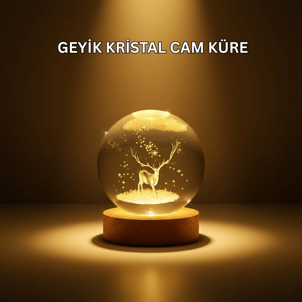 USB Bağlantılı Geyik Temalı Kristal Küre Premium Masa Gece Lambası Fiyatı, Yorumları ve Özellikleri
