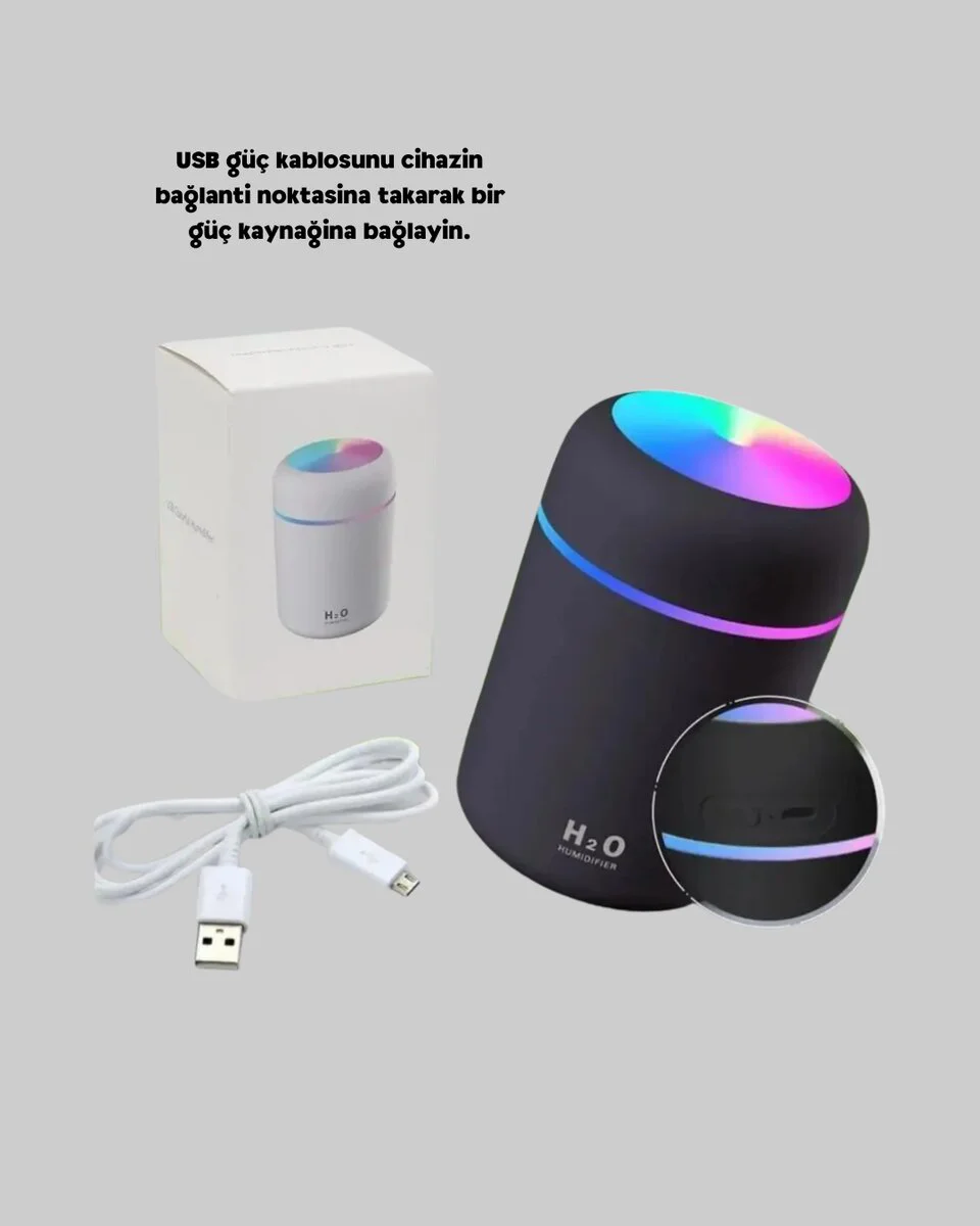 USB Bağlantılı LED Hava Nemlendirici – Sessiz ve Kompakt Tasarım