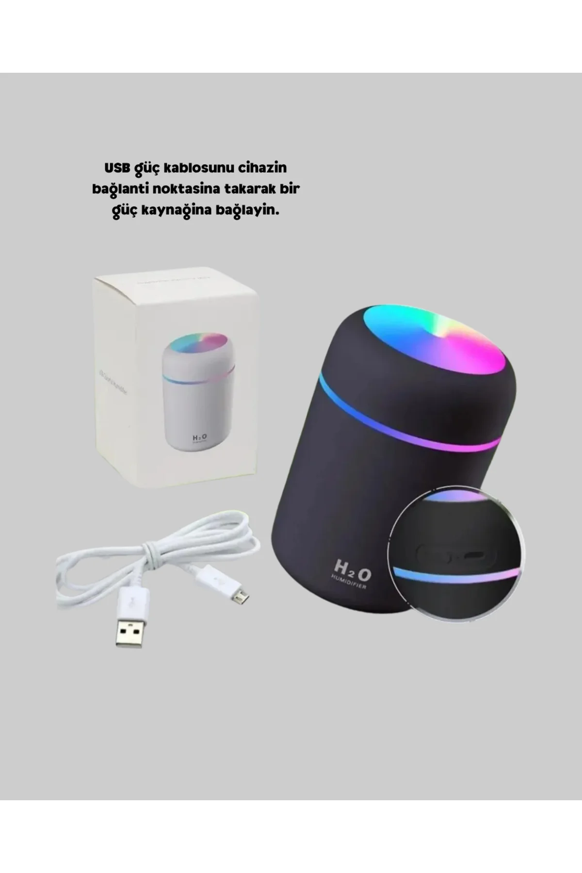 USB Bağlantılı LED Işıklı Hava Nemlendirici – Sessiz ve Kullanıcı
