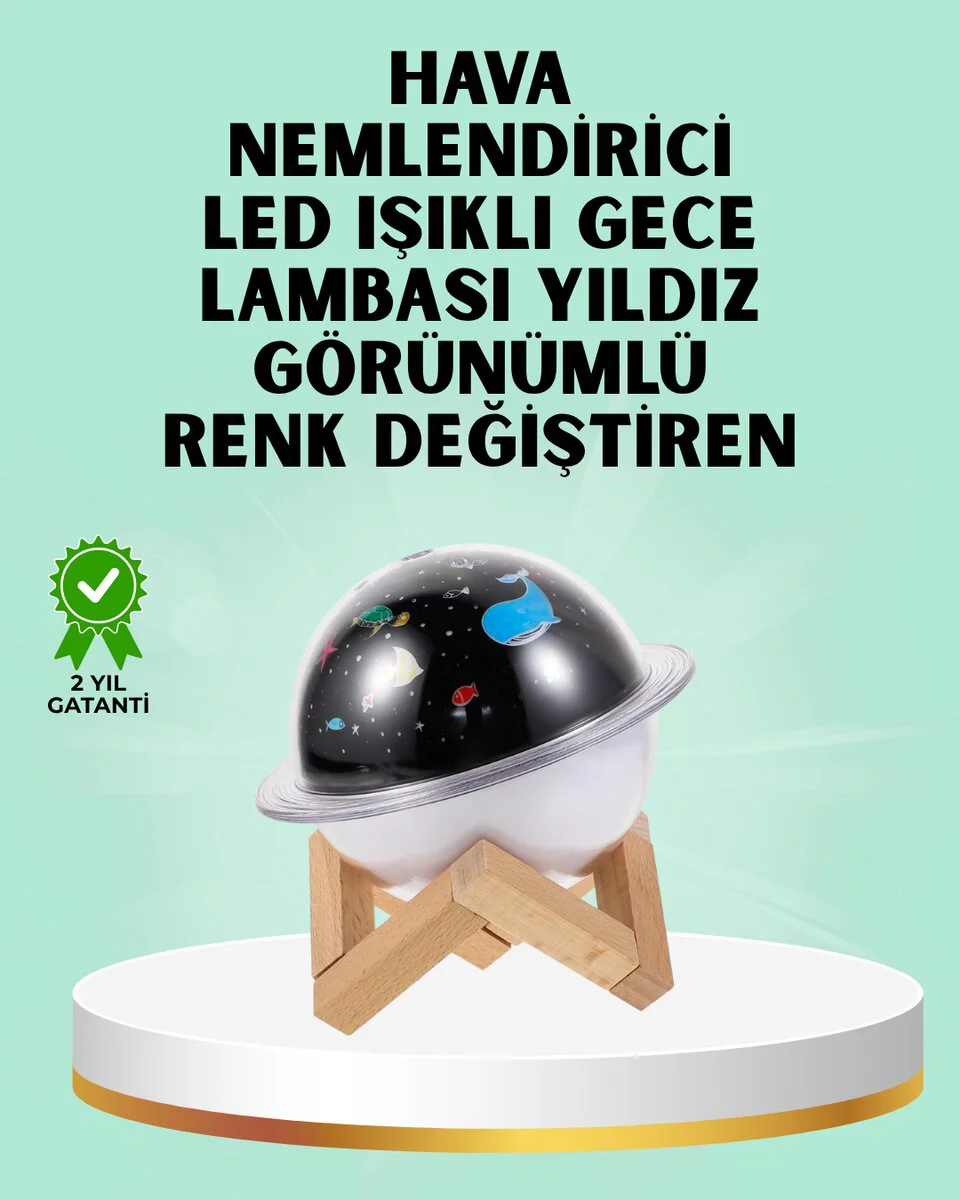 USB Bağlantılı Mini Aromaterapi ve Nemlendirici - Projektör Işıklı Hava Nemlendirici