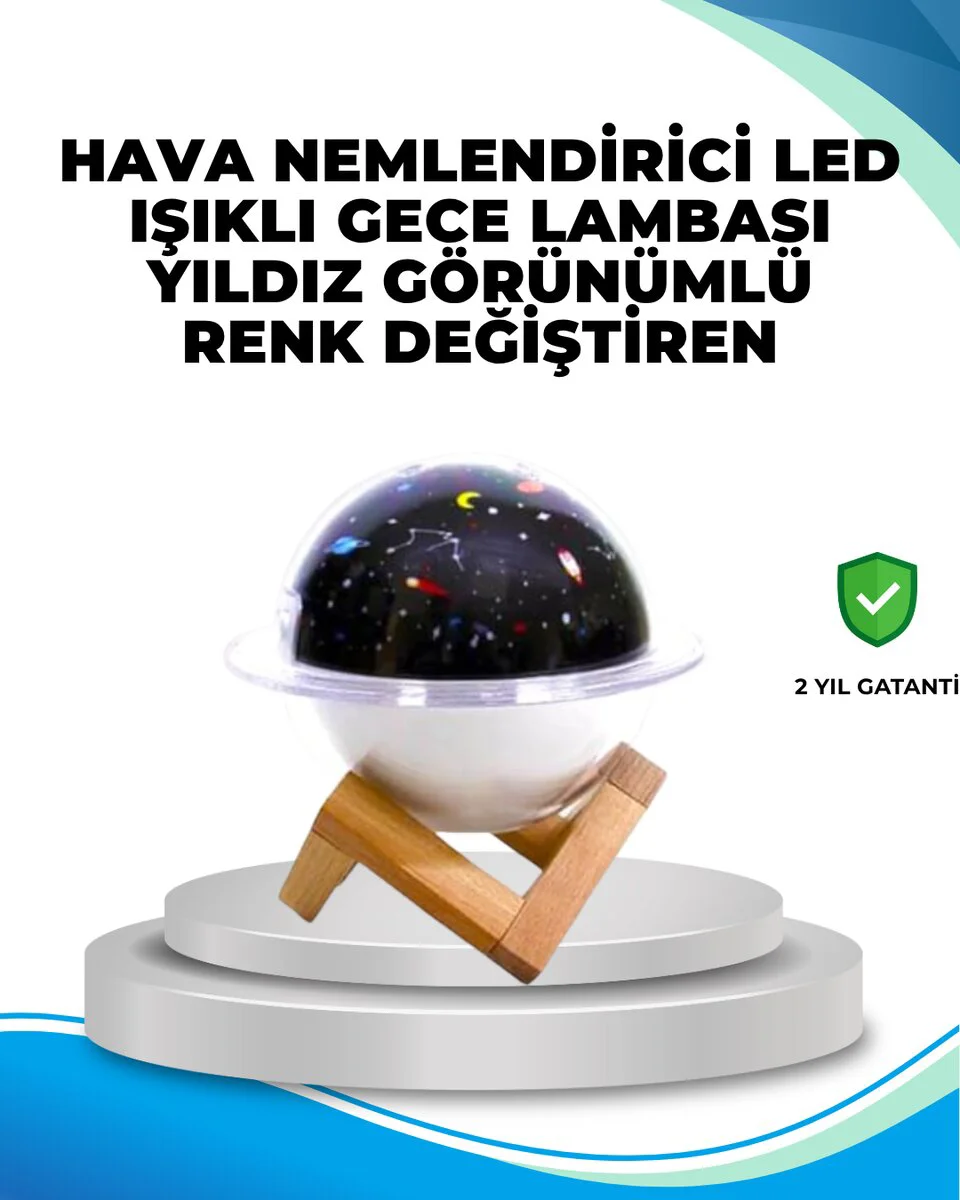 USB Bağlantılı Mini Projektör Işıklı Taşınabilir Hava Nemlendirici ve Aroma Difüzörü - Ev ve Ofis İçin Ideal