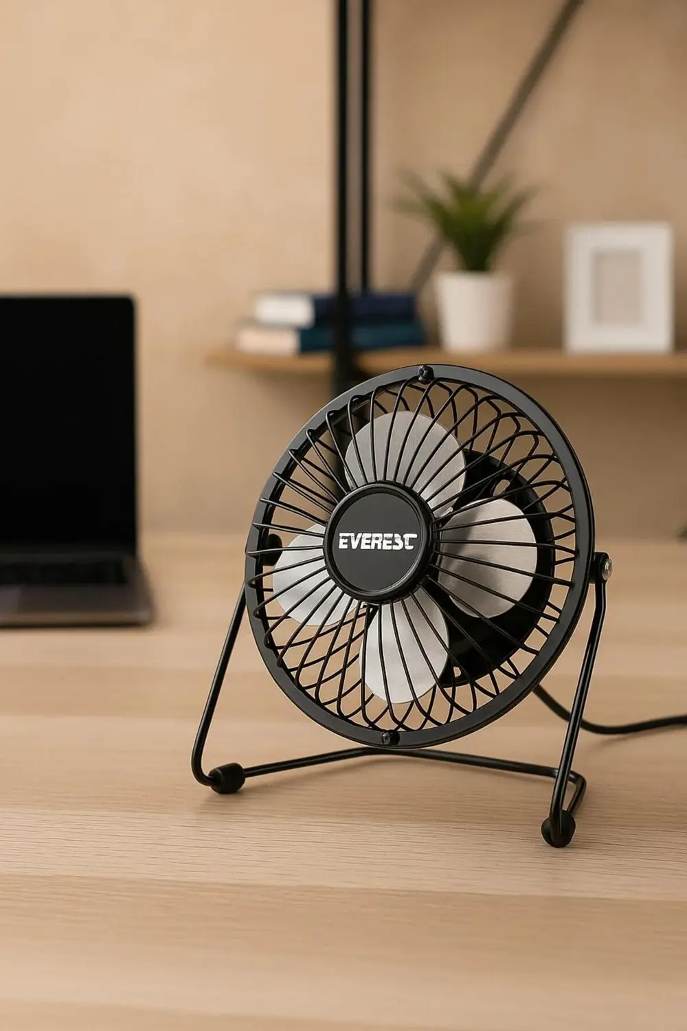 USB Bağlantılı Sessiz Masaüstü Mini Vantilatör – Metal Gövdeli Ta