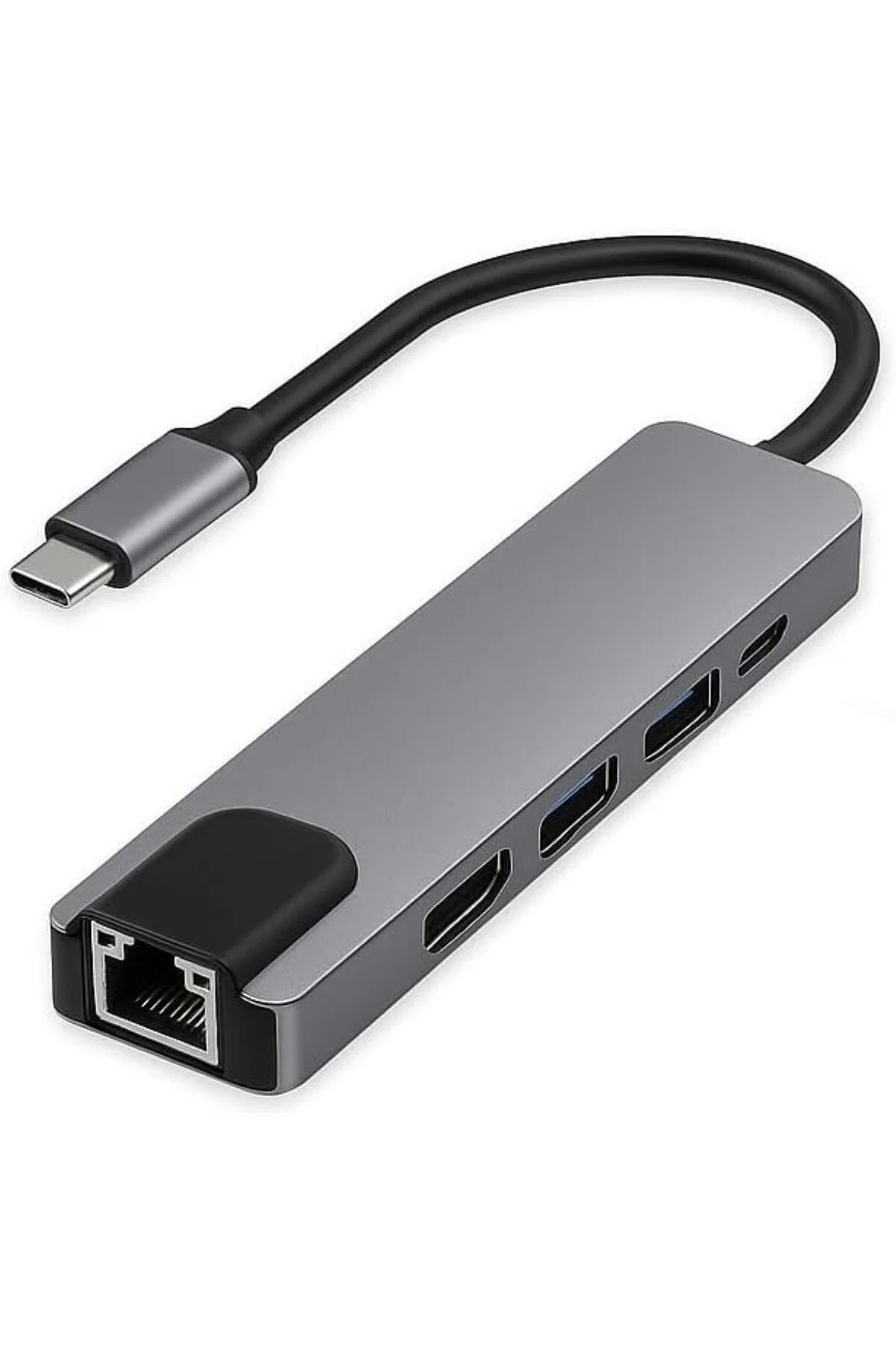 USB C 5in1 Çoklayıcı Adaptör – 4K HDMI, Gigabit LAN, USB-C PD, 2× USB 3.0 Portlu Ty