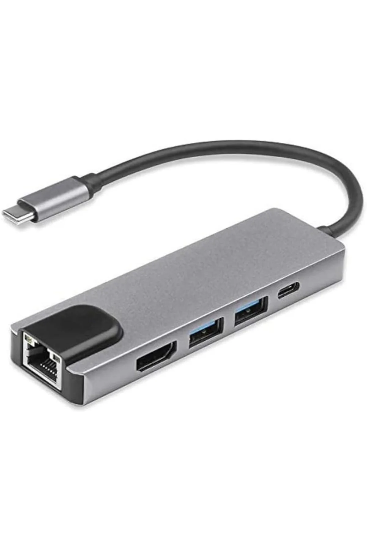 USB C 5in1 Çoklayıcı Adaptör – 4K HDMI, Gigabit LAN, USB-C PD, 2× USB 3.0 Portlu Ty