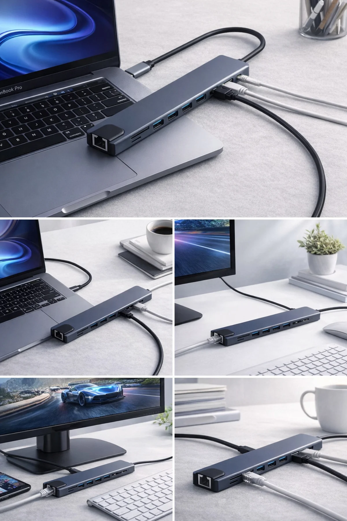 USB-C Hub 10in1 -HDMI RJ45 Ethernet 100W PD USB 3.0 SD/TF