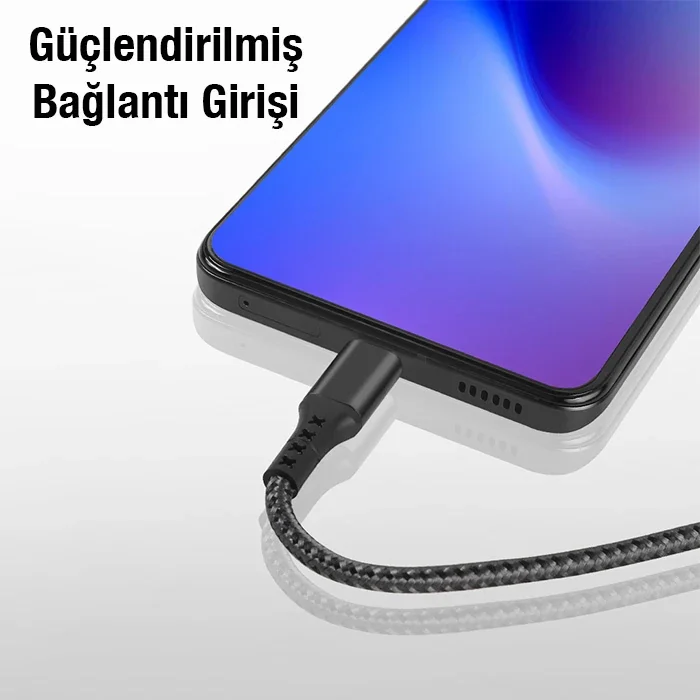 USB-C iPhone Lightning 27W Hızlı Şarj Kablosu 1m – Halat Örgü Data Kablosu