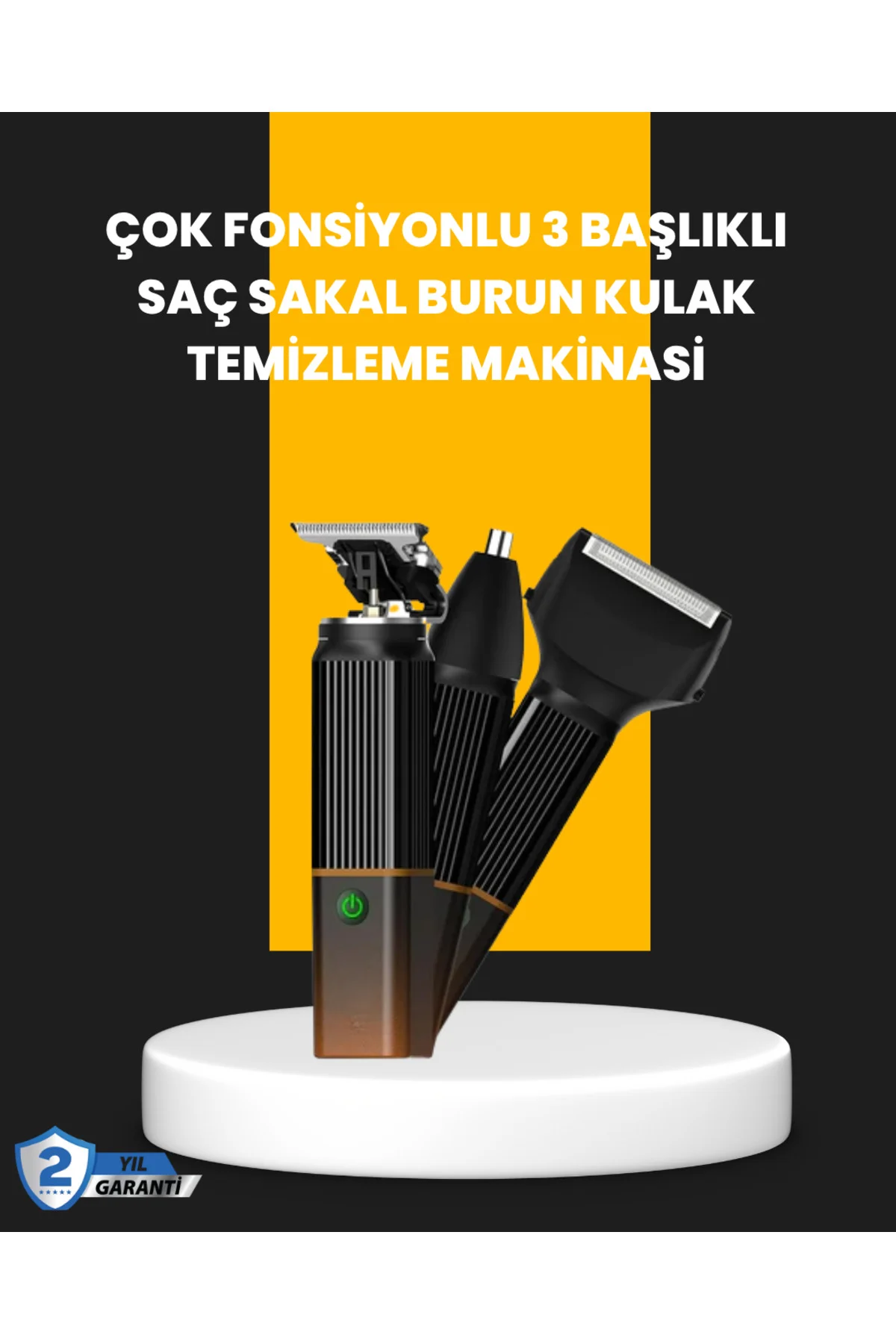 USB-C Şarjlı 3 in 1 Erkek Bakım Cihazı – Sessiz Motorlu Saç ve Sakal Kesme Makinesi