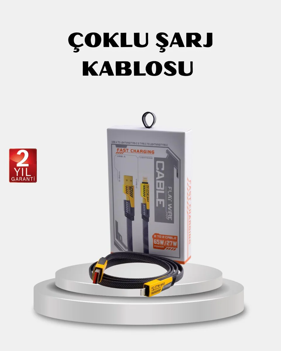 USB-C USB-A 4’ü 1 Arada Örgülü Kablo 65W Hızlı Şarj