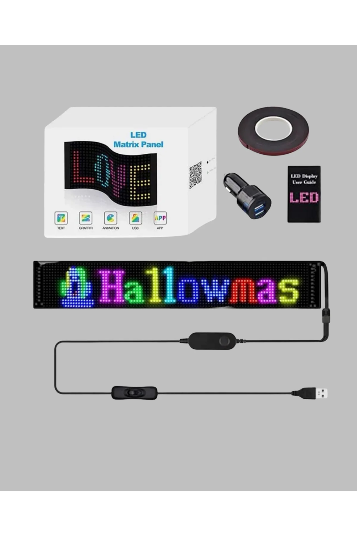 Usb Destekli Led Mağaza Tabelası – Renkli Rgb Kayan Yazı Paneli
