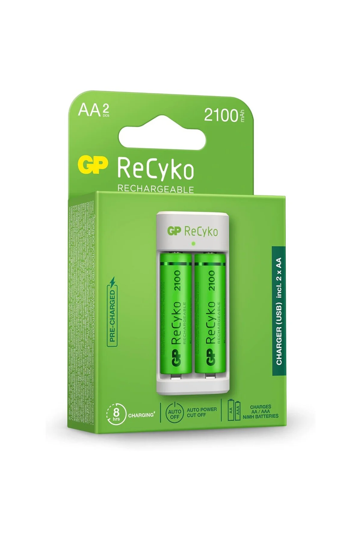 USB E211 2x Pil Şarj Cihazı 2 Adet 2100 AA Kalem Pilli Set, 1.2 V
