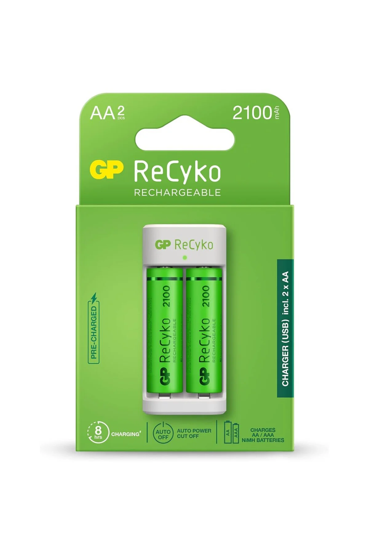 USB E211 2x Pil Şarj Cihazı 2 Adet 2100 AA Kalem Pilli Set, 1.2 V