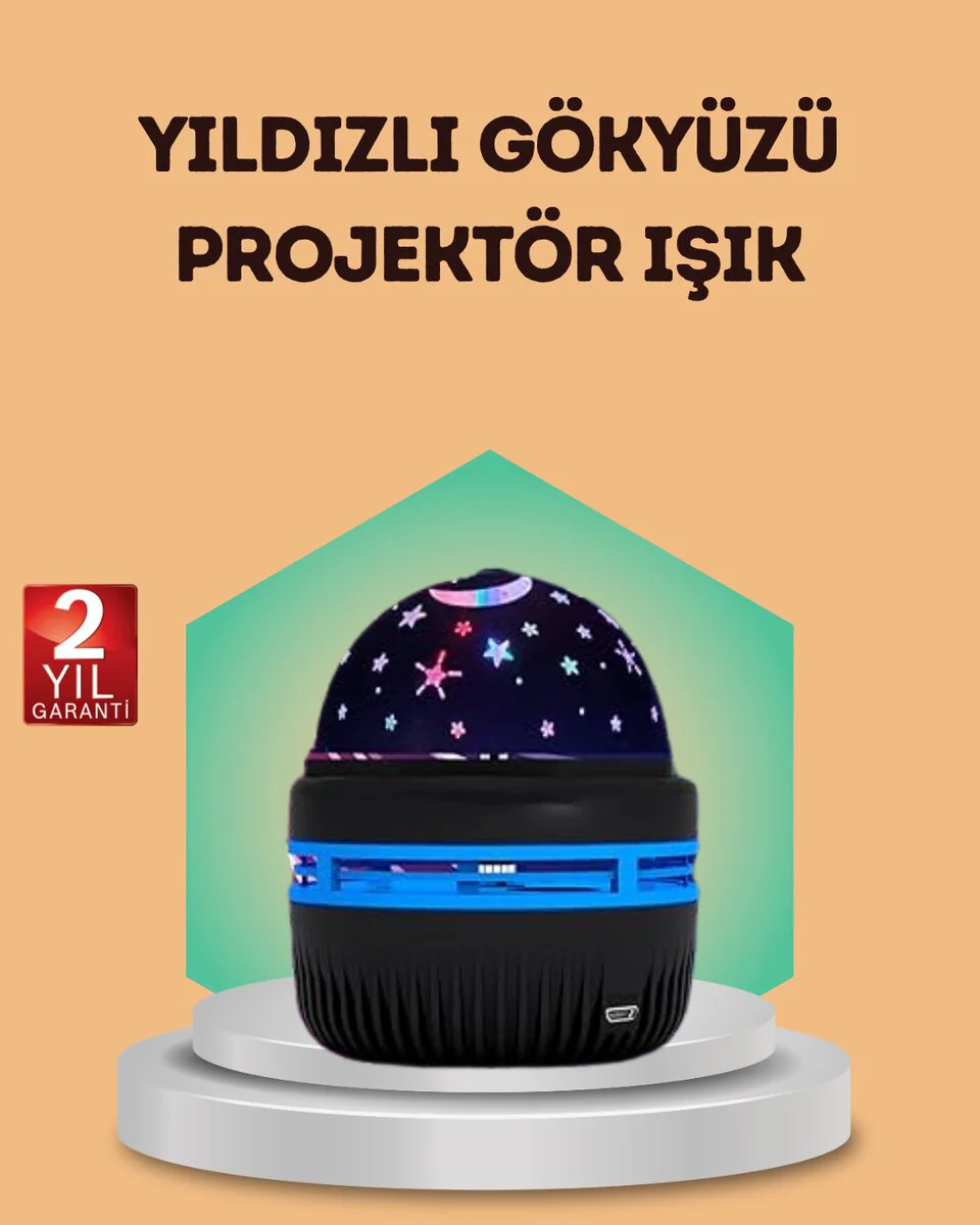 USB Galaxy Projektör Lamba - 360° Dönen Romantik Atmosfer Işığı, Çocuk Odası ve Parti Dekoru
