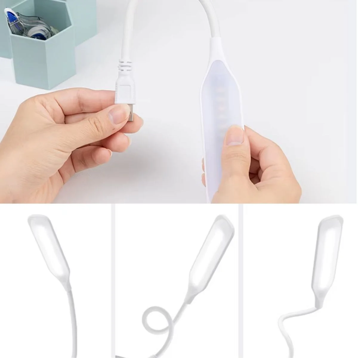 USB Girişli 14 Ledli 3 Kademeli Dokunmatik Masa/Kitap Okuma Lambası Ledi Beyaz