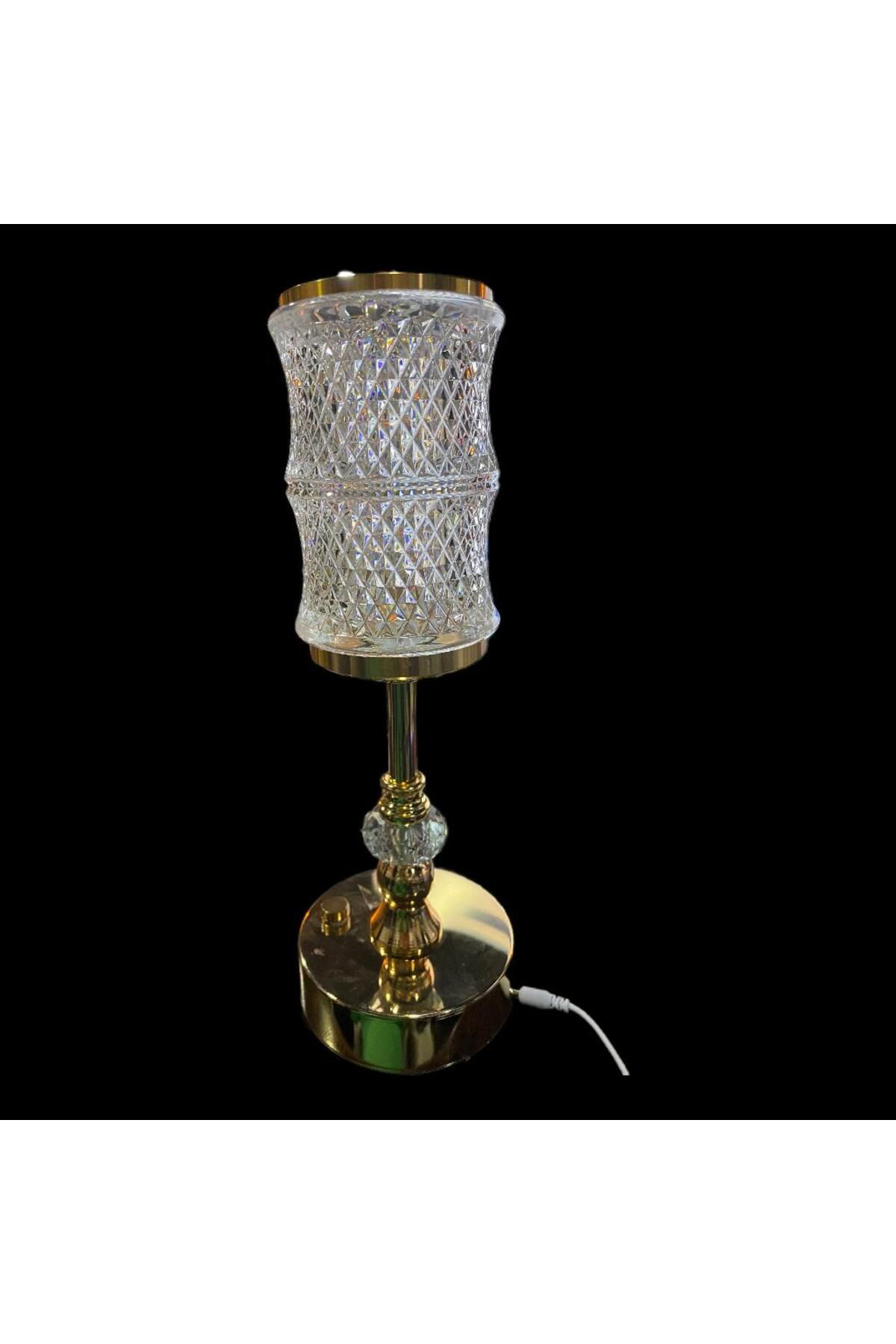 Usb Girişli Gold Metal Led Abajur