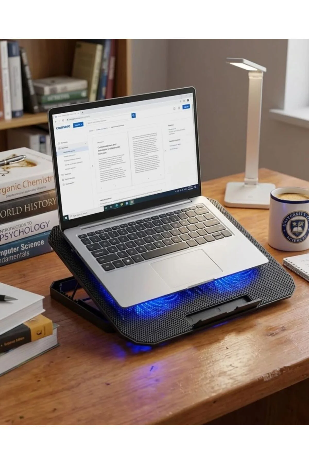 Usb Girişli Laptop Soğutma Standı Çift Fan Mavi Işıklı Notebook S