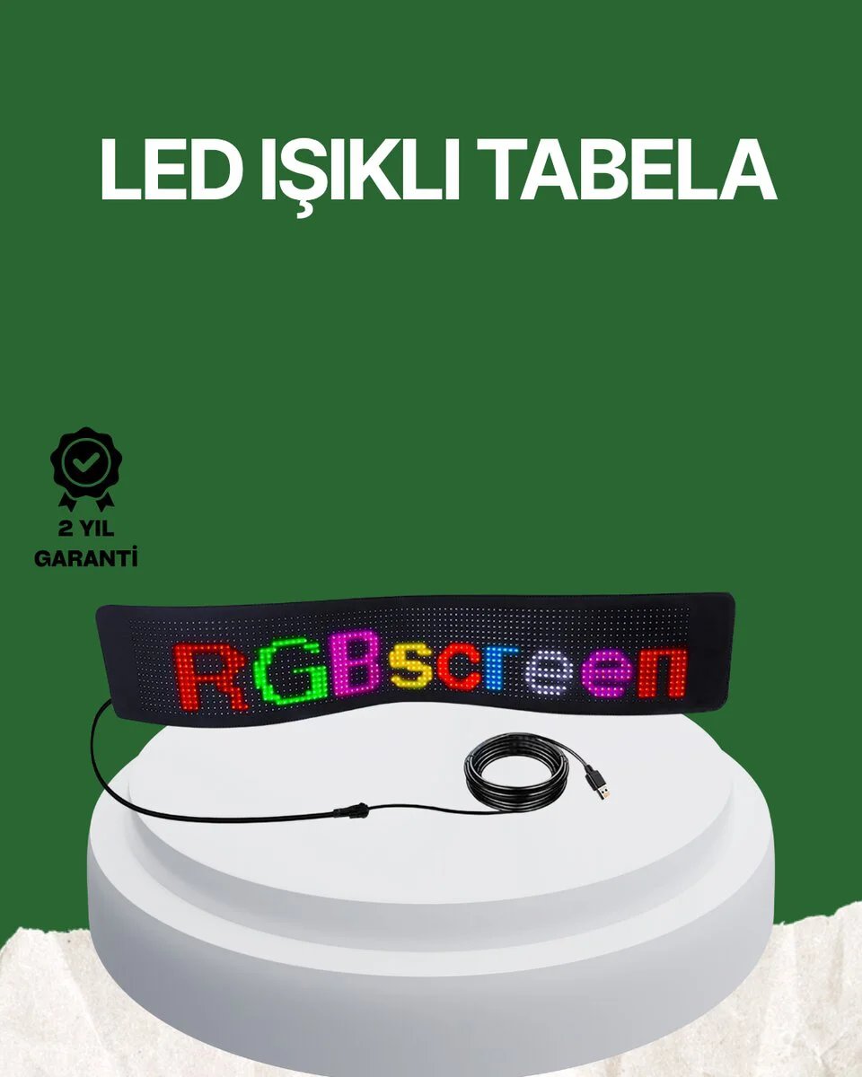 USB Girişli RGB LED Tabela - Kayan Yazı ve Parlaklık Ayarlı