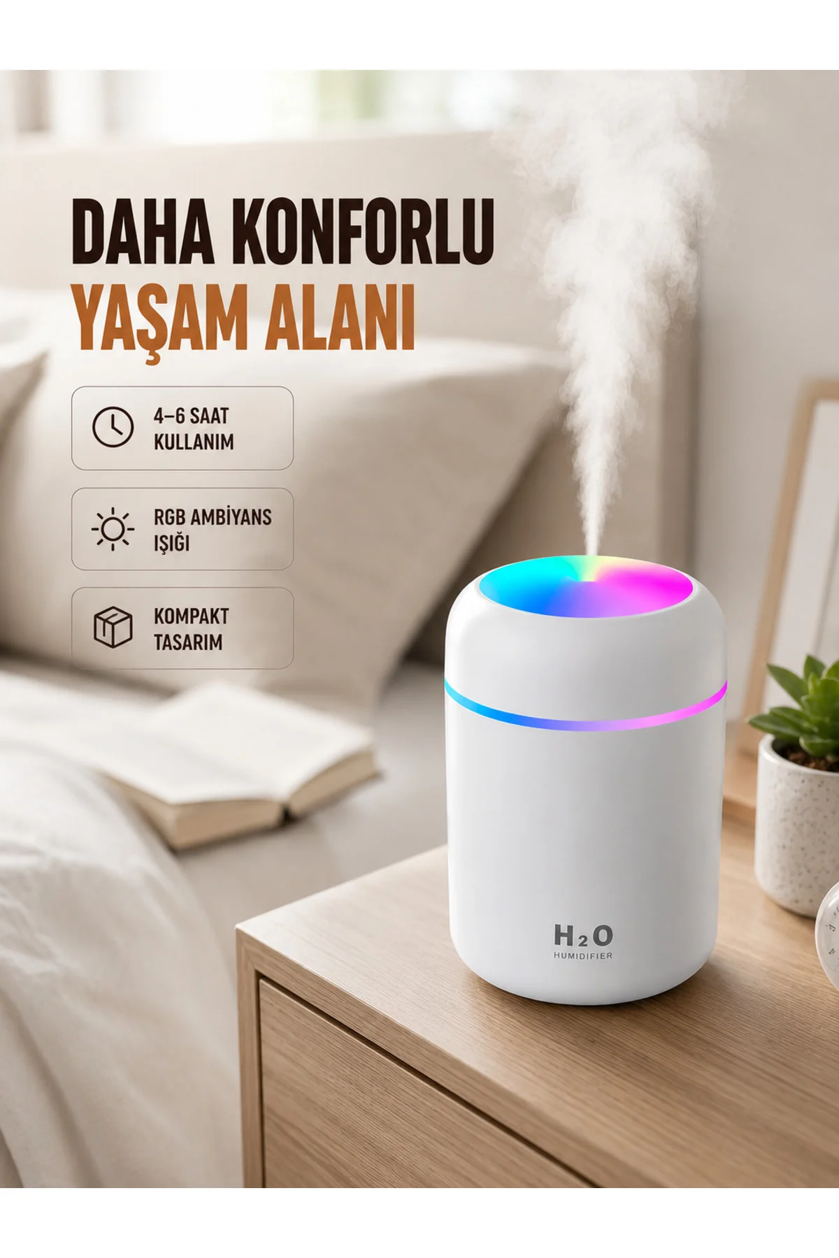 USB Girişli Taşınabilir Mini Nemlendirici 300ml Su Hazneli USB Girişli Taşınabilir Mini Nemlendirici 300ml Su Hazneli