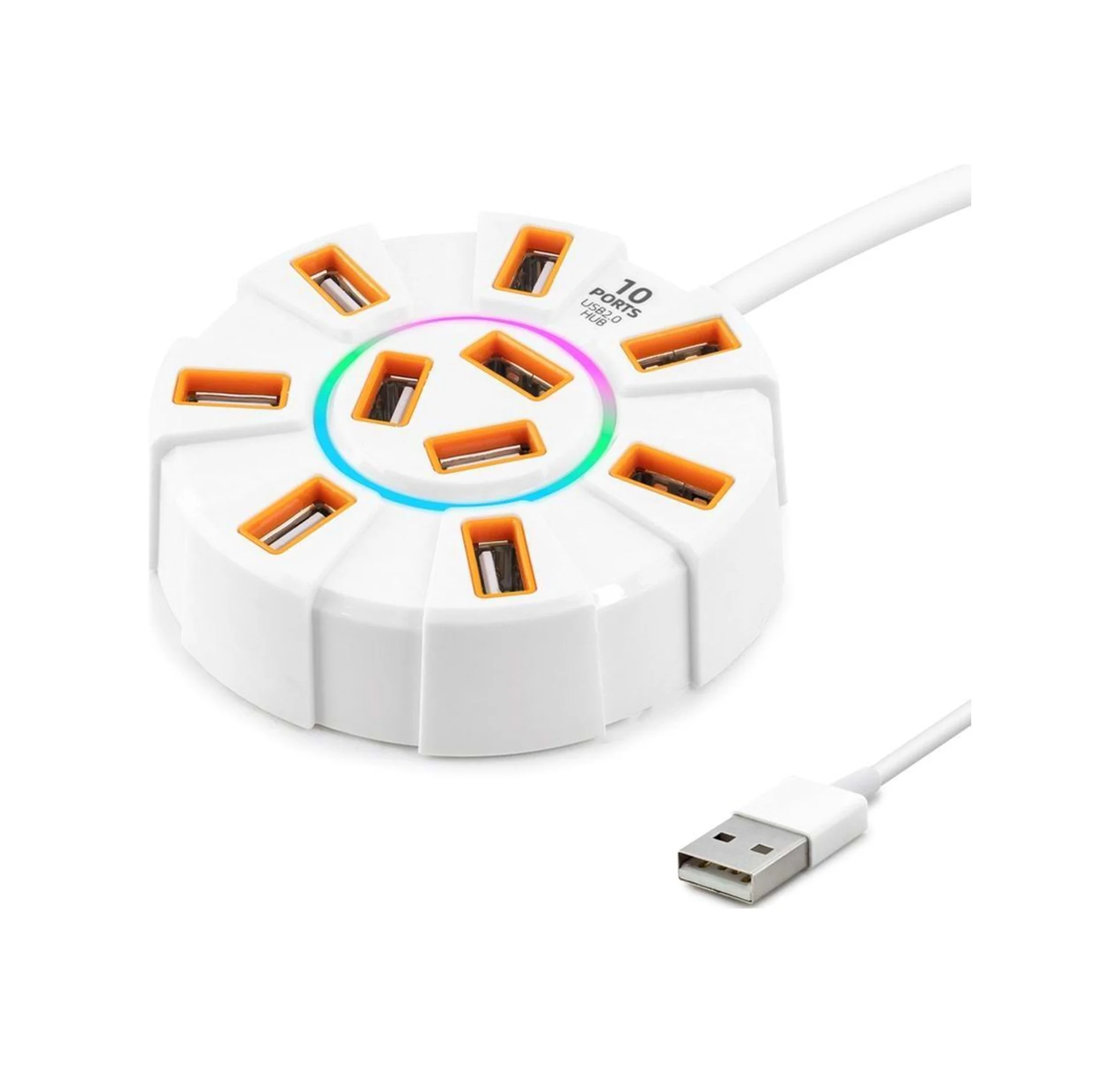 Usb Hub Rgb 10 Port 480 Mbps 1.2 M Beyaz Hdx7034