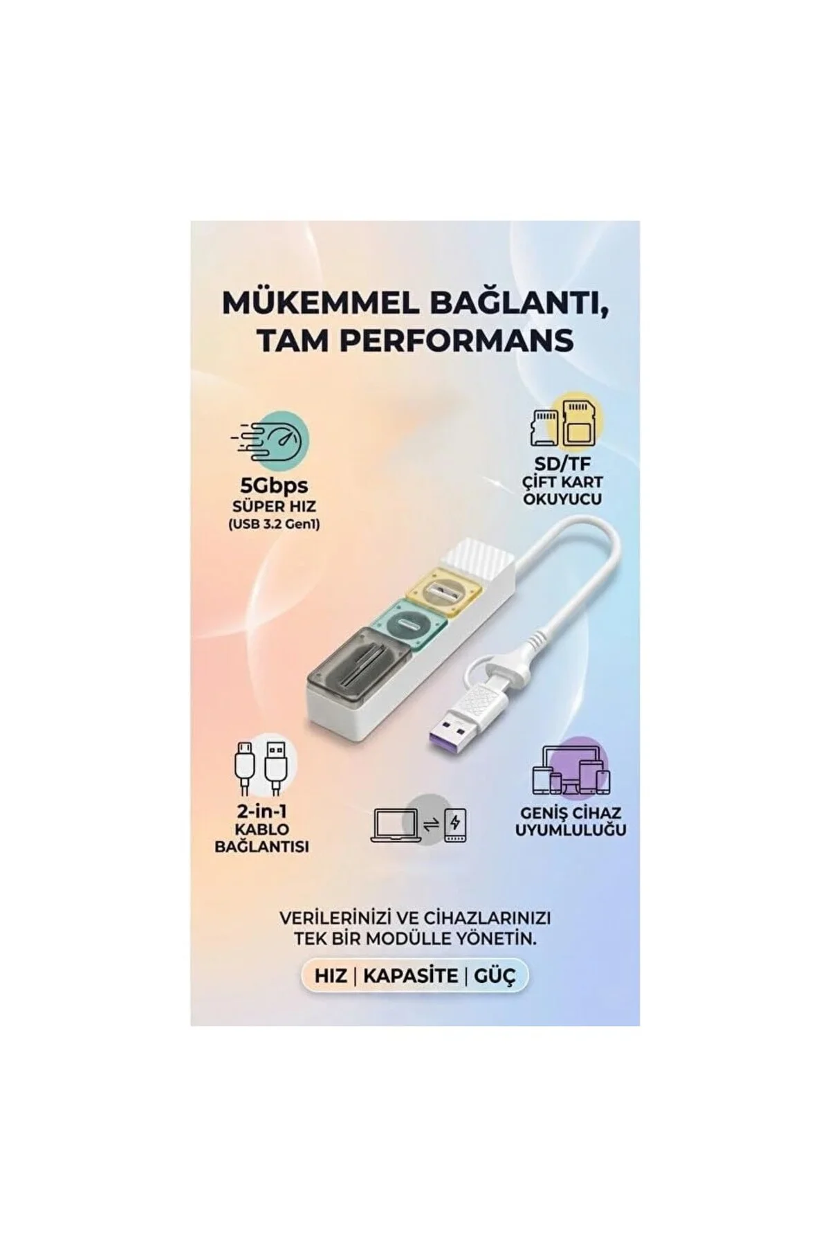 USB Hub Type-C USB 3.0 Çoklayıcı SD Micro SD Kart Okuyucu 5Gbps USB 3.2 Gen1