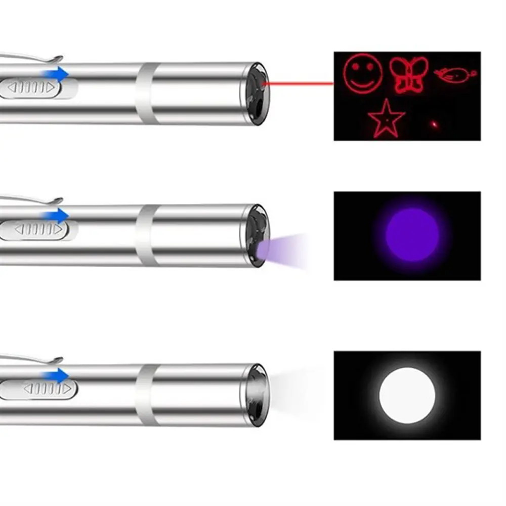 Usb İle Şarj Edilebilen 3In 1 Kırmızı Işık +Beyaz Led Meşale Işık