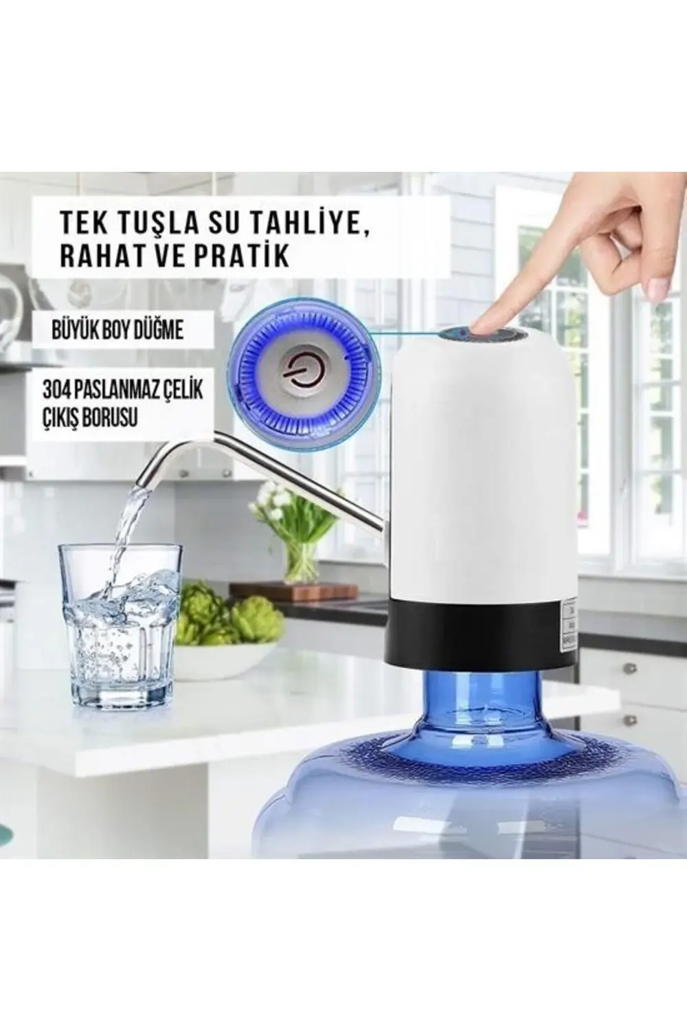 ® Usb ile Şarj Edilebilir Elektrikli  Otomatik Damacana Su Pompas