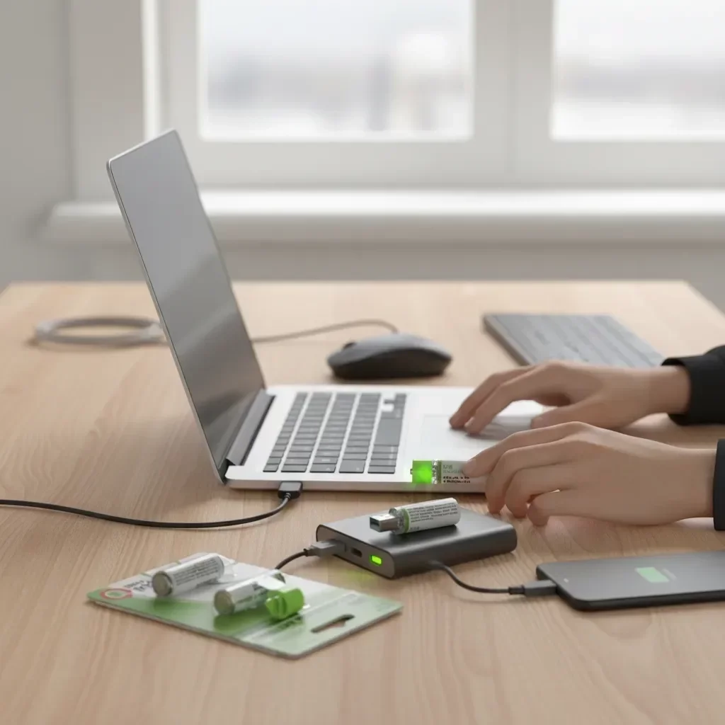 Usb ile Şarj Olabilen 2 li 1450 mah Lityum Kalın Şarjlı Kalem Pil ( Lisinya )