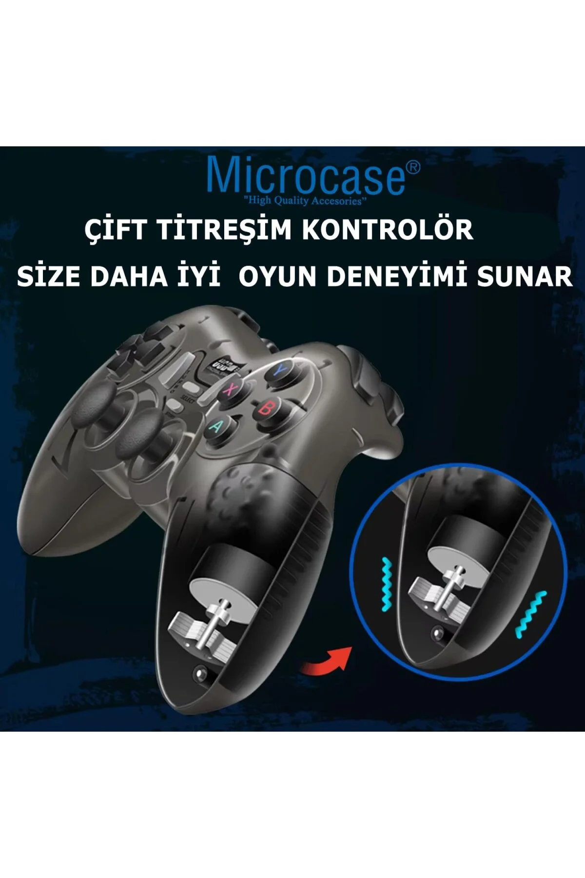 USB Kablolu Çift Titreşimli PC Konsol Oyun Kolu Gamepad Joystick 
